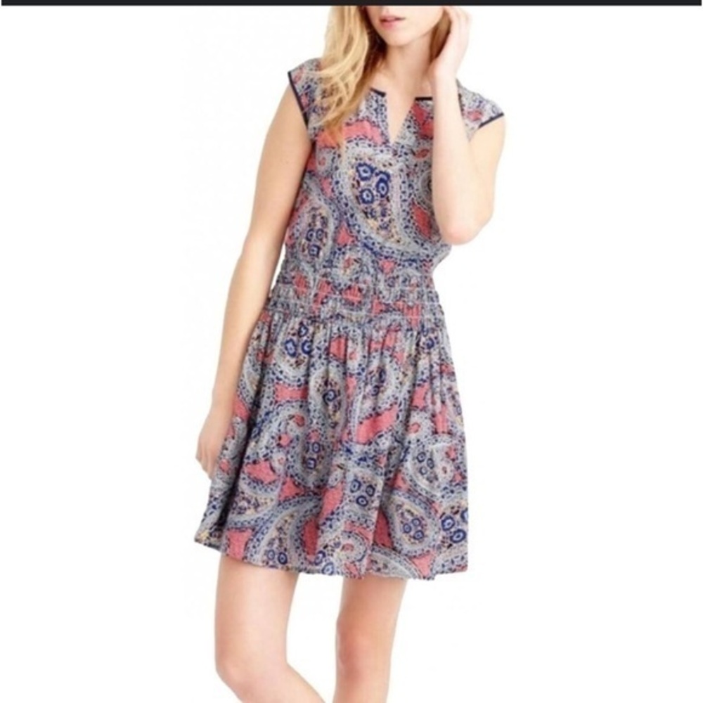 J. Crew silk cap sleeve paisley dress size 6P